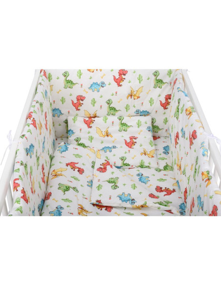 BN-BN203,BabyNeeds - Lenjerie patut 5 piese, Cu doua protectii laterale, Pernuta, Plapumioara, Cearceaf, Din bumbac, Pentru patu