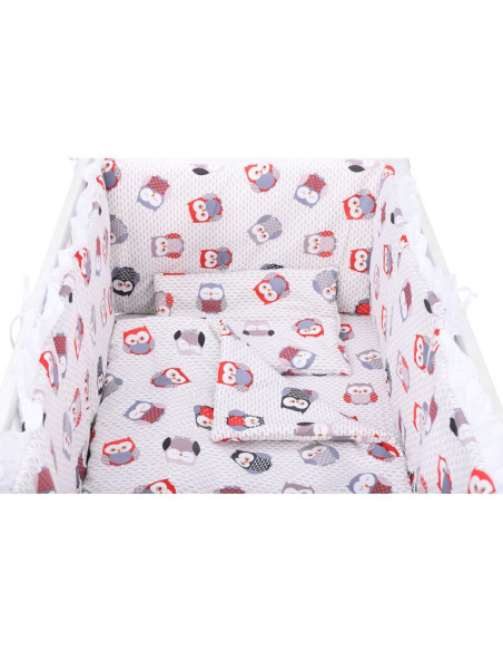BN-BN210,BabyNeeds - Lenjerie patut 5 piese, Cu doua protectii laterale, Pernuta, Plapumioara, Cearceaf, Din bumbac, Pentru patu