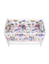 BN-BN214,BabyNeeds - Lenjerie patut 3 piese, Cu doua protectii laterale, Cerceaf, Din bumbac, Pentru patut 120x60 cm, Bufnitele 
