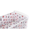 BN-BN215,BabyNeeds - Lenjerie patut 3 piese, Cu doua protectii laterale, Cerceaf, Din bumbac, Pentru patut 120x60 cm, Bufnite, G