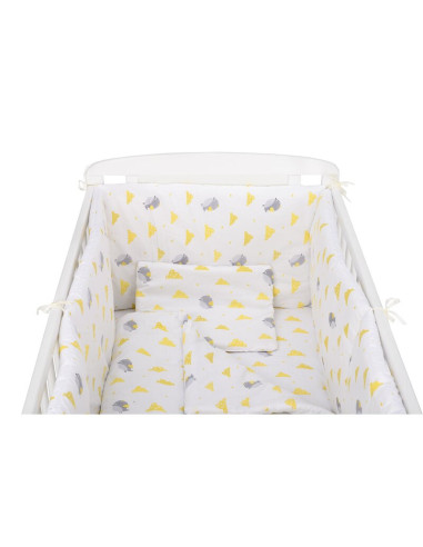BN-BN216,BabyNeeds - Lenjerie patut 5 piese, Cu doua protectii laterale, Pernuta, Plapumioara, Cearceaf, Din bumbac, Pentru patu