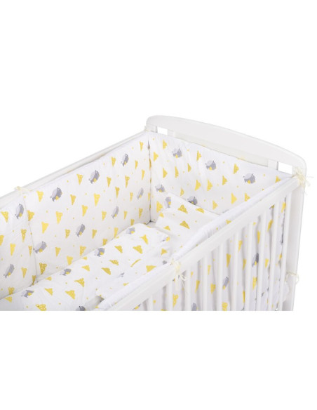 BN-BN216,BabyNeeds - Lenjerie patut 5 piese, Cu doua protectii laterale, Pernuta, Plapumioara, Cearceaf, Din bumbac, Pentru patu
