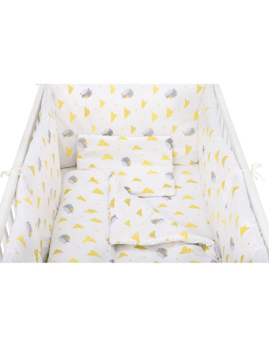 BN-BN216,BabyNeeds - Lenjerie patut 5 piese, Cu doua protectii laterale, Pernuta, Plapumioara, Cearceaf, Din bumbac, Pentru patu