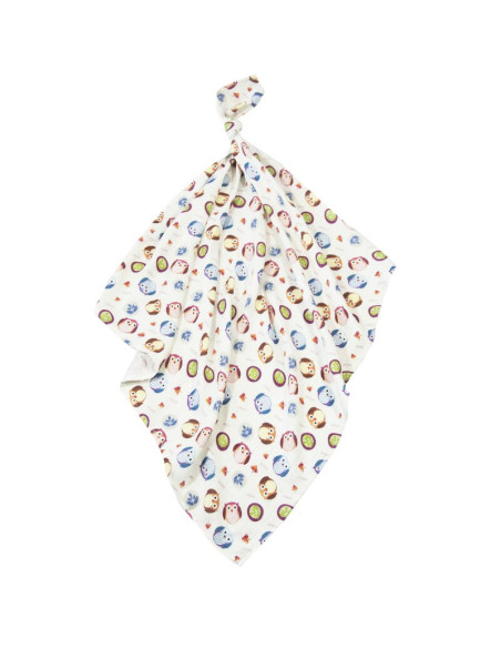 BN-QM_20868,Qmini - Scutec refolosibil cu multiple intrebuintari, Din fibra de bambus, Dimensiune 75 x 75 cm, Owls