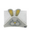 BN-QM_22493,Qmini - Prosop pufos cu gluga pentru bebelusi si copii, Din bambus, Dimensiune 85x85 cm, Rabbit Yellow