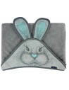 BN-QM_22492,Qmini - Prosop pufos cu gluga pentru bebelusi si copii, Din bambus, Dimensiune 85x85 cm, Rabbit Mint
