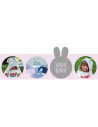 BN-QM_22492,Qmini - Prosop pufos cu gluga pentru bebelusi si copii, Din bambus, Dimensiune 85x85 cm, Rabbit Mint