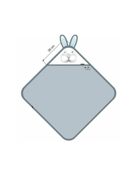 BN-QM_22492,Qmini - Prosop pufos cu gluga pentru bebelusi si copii, Din bambus, Dimensiune 85x85 cm, Rabbit Mint