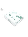 BN-6426972004985,MimiNu - Cearceaf cu elastic pentru patut 120X60 cm, Din bumbac certificat Oeko Tex Standard 100, Dino Mint