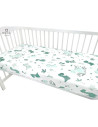 BN-6426972004985,MimiNu - Cearceaf cu elastic pentru patut 120X60 cm, Din bumbac certificat Oeko Tex Standard 100, Dino Mint