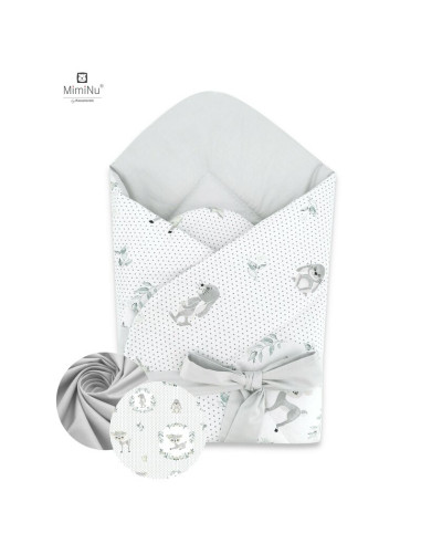 BN-6426972005012,MimiNu - Paturica de infasat cu doua fete, Cu multiple utilizari, Cu inchidere cu panglica, Dimensiune 75x75 cm