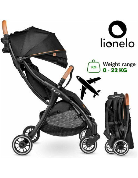 BN-LO-JULIE_ONE_BLACK,Lionelo - Carucior sport Julie One, De la nastere, Cu accesorii, Cadru din aluminiu, 0-22 kg, Conform cu s