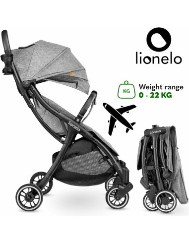 BN-LO-JULIE_ONE_STONE_GREY,Lionelo - Carucior sport Julie One, De la nastere, Cu accesorii, Cadru din aluminiu, 0-22 kg, Conform