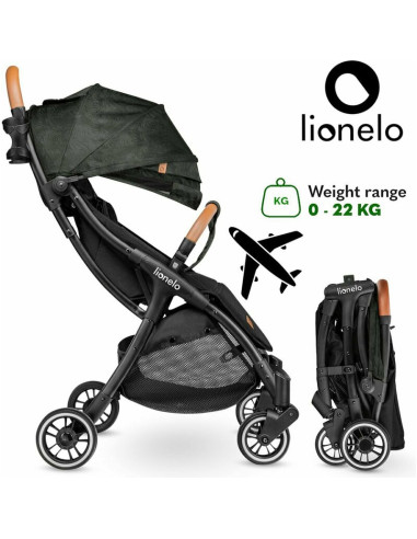 BN-LO-JULIE_ONE_TROPICAL_GREEN,Lionelo - Carucior sport Julie One, De la nastere, Cu accesorii, Cadru din aluminiu, 0-22 kg, Con