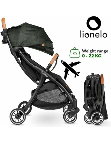 BN-LO-JULIE_ONE_TROPICAL_GREEN,Lionelo - Carucior sport Julie One, De la nastere, Cu accesorii, Cadru din aluminiu, 0-22 kg, Con