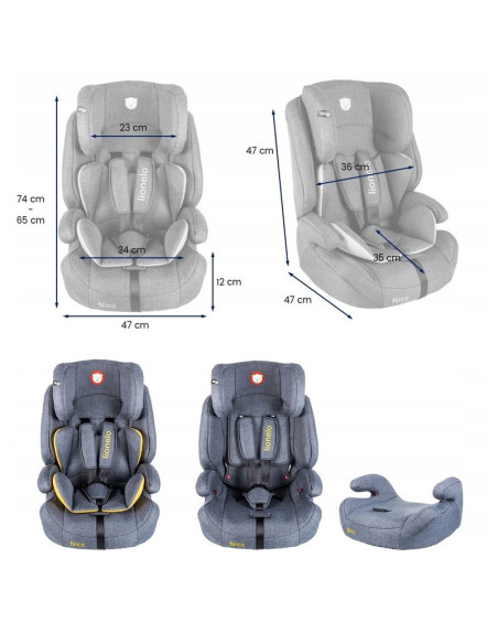 BN-LO-NICO_BLACK,Lionelo - Scaun auto Nico Spatar detasabil, Protectie laterala, 9-36 Kg, Conform cu standardul european de secu