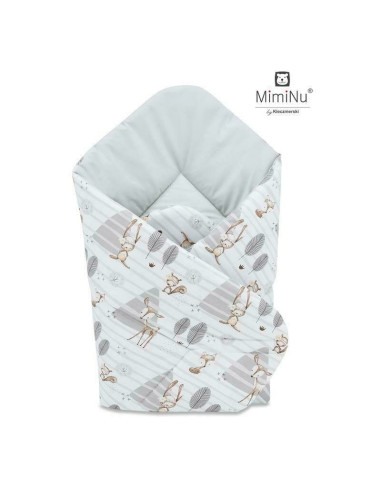 BN-6426972005036,MimiNu - Paturica de infasat cu doua fete, Cu multiple utilizari, Cu inchidere arici velcro, Dimensiune 75x75 c