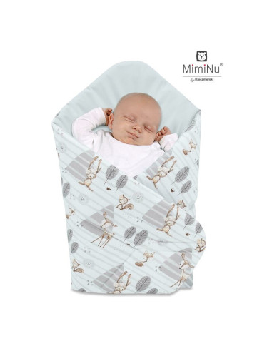 BN-6426972005036,MimiNu - Paturica de infasat cu doua fete, Cu multiple utilizari, Cu inchidere arici velcro, Dimensiune 75x75 c