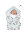 BN-6426972005036,MimiNu - Paturica de infasat cu doua fete, Cu multiple utilizari, Cu inchidere arici velcro, Dimensiune 75x75 c