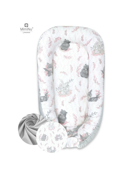 BN-6426972004886,MimiNu - Cosulet bebelus pentru dormit cu doua fete, Baby Nest 105x66 cm, Husa 100% bumbac, Din bumbac certific