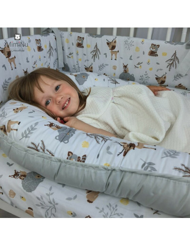 BN-6426972004886,MimiNu - Cosulet bebelus pentru dormit cu doua fete, Baby Nest 105x66 cm, Husa 100% bumbac, Din bumbac certific
