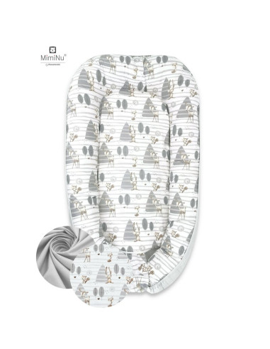 BN-6426972004909,MimiNu - Cosulet bebelus pentru dormit cu doua fete, Baby Nest 105x66 cm, Husa 100% bumbac, Din bumbac certific