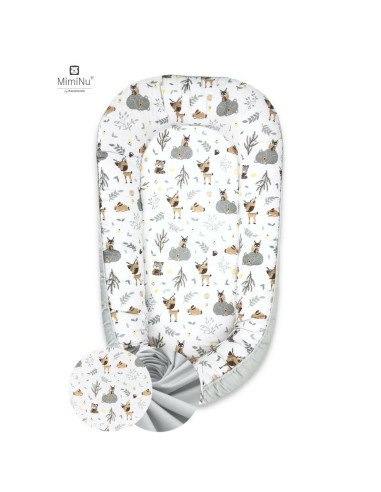 BN-6426972005043,MimiNu - Cosulet bebelus pentru dormit cu doua fete, Baby Nest 105x66 cm, Husa 100% bumbac, Din bumbac certific