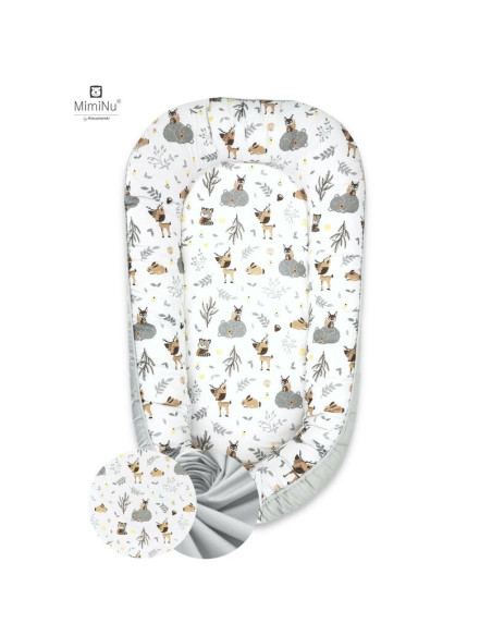 BN-6426972005043,MimiNu - Cosulet bebelus pentru dormit cu doua fete, Baby Nest 105x66 cm, Husa 100% bumbac, Din bumbac certific