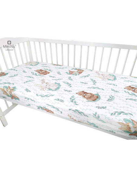 BN-6426972005111,MimiNu - Cearceaf cu elastic pentru patut 140X70 cm, Din bumbac certificat Oeko Tex Standard 100, Lulu Natural