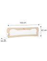 BN-QM-RHEA_BEIGE,Qmini - Bariera de pat Rhea, 150 x 42 cm, Inaltimea 42 cm, Instalare usoara, Cu inclinare la 180 grade, Beige