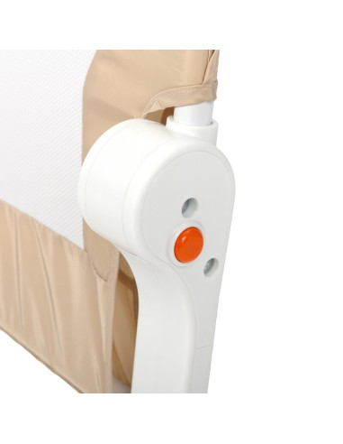 BN-QM-RHEA_BEIGE,Qmini - Bariera de pat Rhea, 150 x 42 cm, Inaltimea 42 cm, Instalare usoara, Cu inclinare la 180 grade, Beige