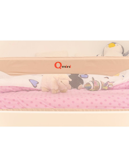 BN-QM-RHEA_BEIGE,Qmini - Bariera de pat Rhea, 150 x 42 cm, Inaltimea 42 cm, Instalare usoara, Cu inclinare la 180 grade, Beige