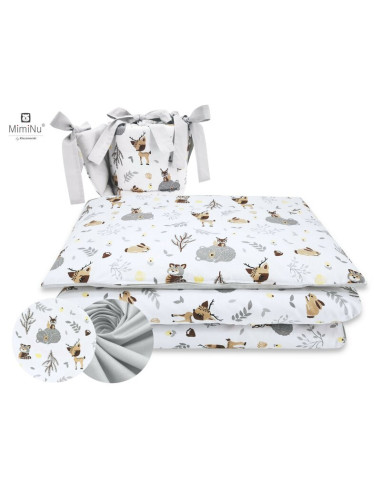 BN-6426972005234,MimiNu - Lenjerie patut 3 piese, Cu protectie laterala, Din bumbac certificat Oeko Tex Standard 100, Pentru pat
