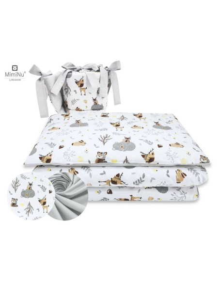 BN-6426972005234,MimiNu - Lenjerie patut 3 piese, Cu protectie laterala, Din bumbac certificat Oeko Tex Standard 100, Pentru pat