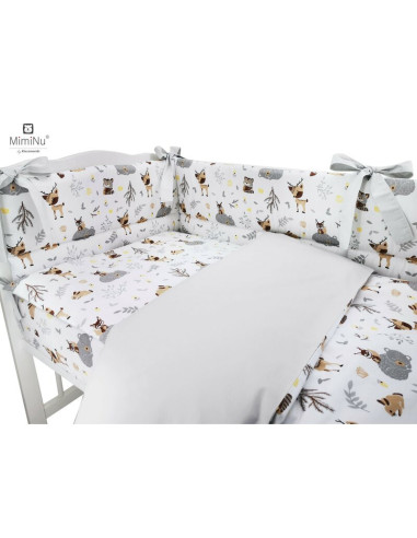 BN-6426972005234,MimiNu - Lenjerie patut 3 piese, Cu protectie laterala, Din bumbac certificat Oeko Tex Standard 100, Pentru pat