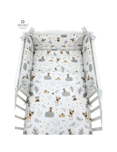 BN-6426972005234,MimiNu - Lenjerie patut 3 piese, Cu protectie laterala, Din bumbac certificat Oeko Tex Standard 100, Pentru pat