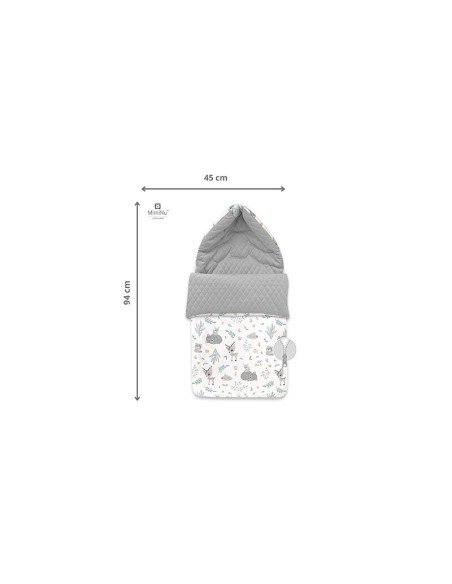 BN-6426972005319,MimiNu - Sac de iarna universal, Impermeabil, Cu fermoar si gluga, Din bumbac si tesatura pufoasa de catifea, M