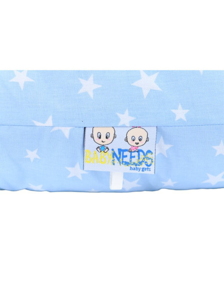 BN-BN224,BabyNeeds - Perna 3 in 1 pentru gravide si bebelusi Soft Plus, Cu husa detasabila din bumbac, Albastru cu stelute