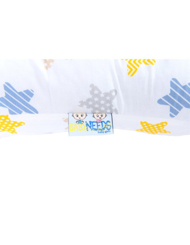 BN-BN227,BabyNeeds - Perna 3 in 1 pentru gravide si bebelusi Soft, Cu husa din bumbac, Stelute multicolore