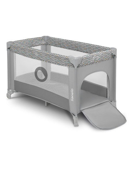 BN-LO-STEFI_GREY_MULTICOLOR,Lionelo - Patut pliant cu un nivel Stefi, Cu intrare laterala cu fermoar, 2 roti, 120x60 cm, Conform