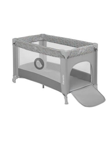 BN-LO-STEFI_GREY_MULTICOLOR,Lionelo - Patut pliant cu un nivel Stefi, Cu intrare laterala cu fermoar, 2 roti, 120x60 cm, Conform