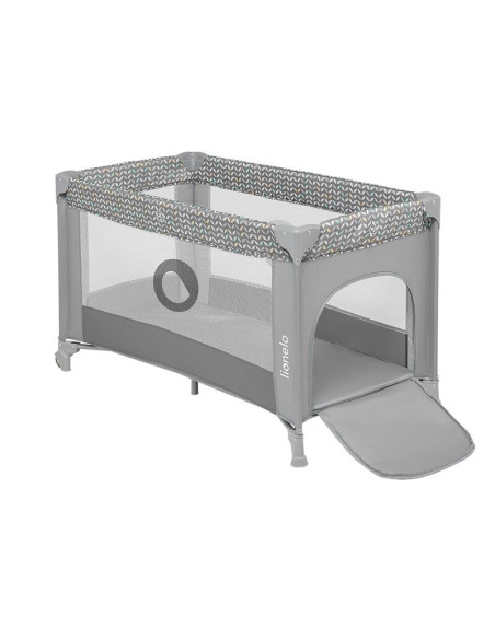 BN-LO-STEFI_GREY_MULTICOLOR,Lionelo - Patut pliant cu un nivel Stefi, Cu intrare laterala cu fermoar, 2 roti, 120x60 cm, Conform
