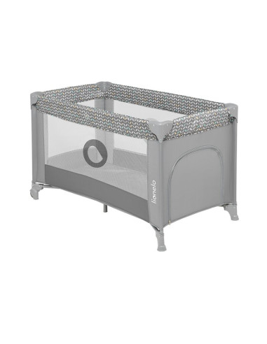 BN-LO-STEFI_GREY_MULTICOLOR,Lionelo - Patut pliant cu un nivel Stefi, Cu intrare laterala cu fermoar, 2 roti, 120x60 cm, Conform