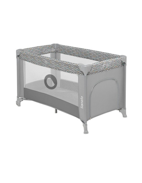 BN-LO-STEFI_GREY_MULTICOLOR,Lionelo - Patut pliant cu un nivel Stefi, Cu intrare laterala cu fermoar, 2 roti, 120x60 cm, Conform