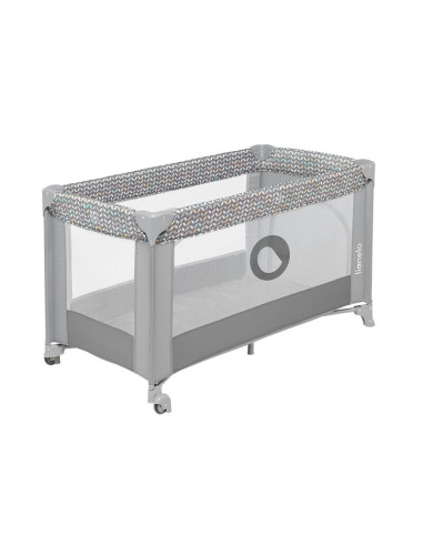 BN-LO-STEFI_GREY_MULTICOLOR,Lionelo - Patut pliant cu un nivel Stefi, Cu intrare laterala cu fermoar, 2 roti, 120x60 cm, Conform