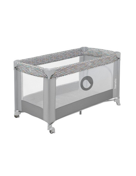 BN-LO-STEFI_GREY_MULTICOLOR,Lionelo - Patut pliant cu un nivel Stefi, Cu intrare laterala cu fermoar, 2 roti, 120x60 cm, Conform