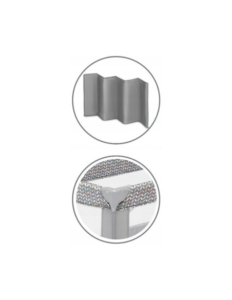 BN-LO-STEFI_GREY_MULTICOLOR,Lionelo - Patut pliant cu un nivel Stefi, Cu intrare laterala cu fermoar, 2 roti, 120x60 cm, Conform