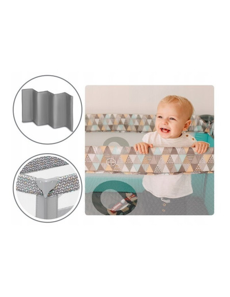 BN-LO-STEFI_GREY_MULTICOLOR,Lionelo - Patut pliant cu un nivel Stefi, Cu intrare laterala cu fermoar, 2 roti, 120x60 cm, Conform