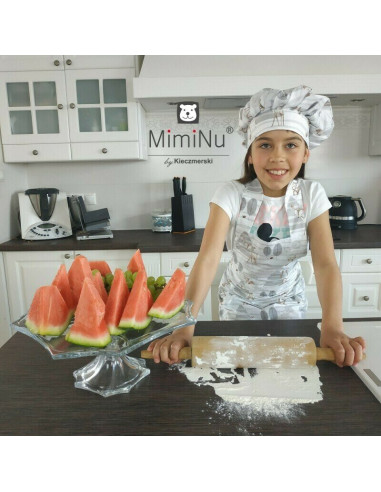 BN-6426972005548,MimiNu - Set Micutul bucatar, Cu sort, o boneta si accesoriu pentru vase calde, Din bumbac certificat Oeko Tex 