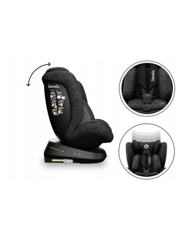 BN-LO-BASTIAAN_ONE_BLACK_ONYX,Lionelo - Scaun auto Bastiaan One Pozitie de somn, Protectie laterala, Rotire 360 grade, Top Tethe